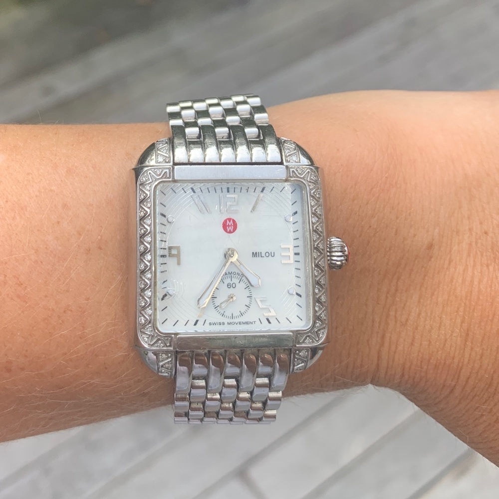Michele Milou Diamond Stainless Steel Watch